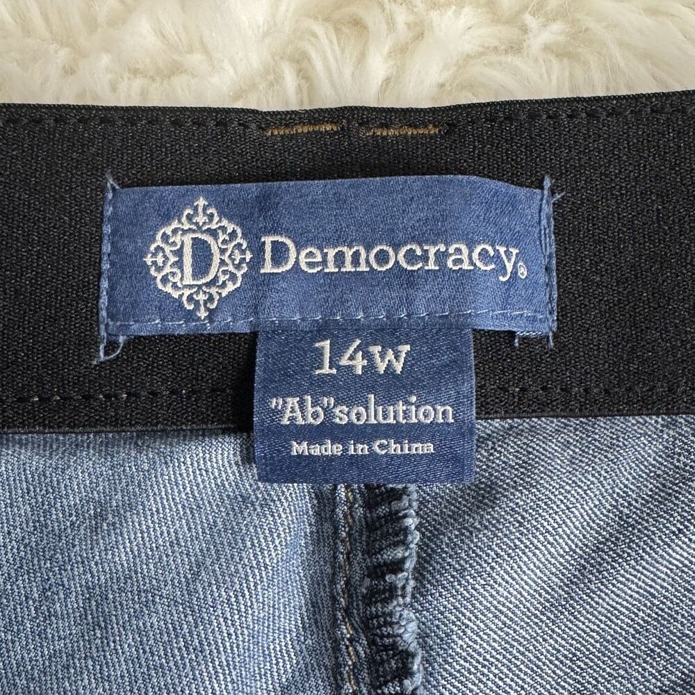 SOLD ~ Democracy Ab Solution Jeans Womens 14W Skinny Blue Distress 33 x 27 - Picture 3 of 7